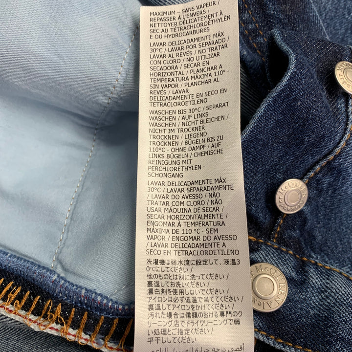ALEXANDER MCQUEEN Size 36 Indigo Contrast Stitch Denim Button Fly Jeans