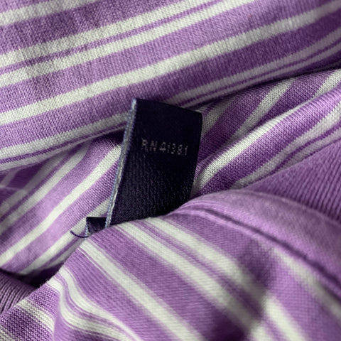 RALPH LAUREN Size XL Purple White Stripe Cotton Polo