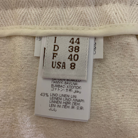 BRUNELLO CUCINELLI Size 8 Cream Linen Cotton Pleated Pants