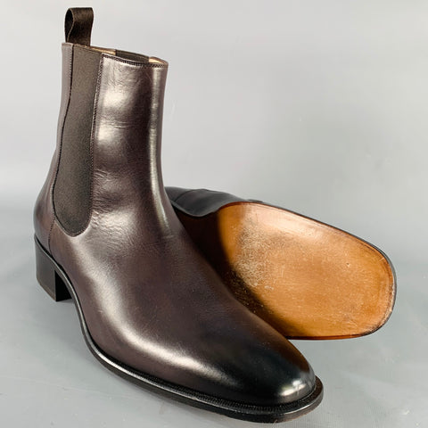 TOM FORD Size 11.5 Purple Leather Chelsea Ankle Boots
