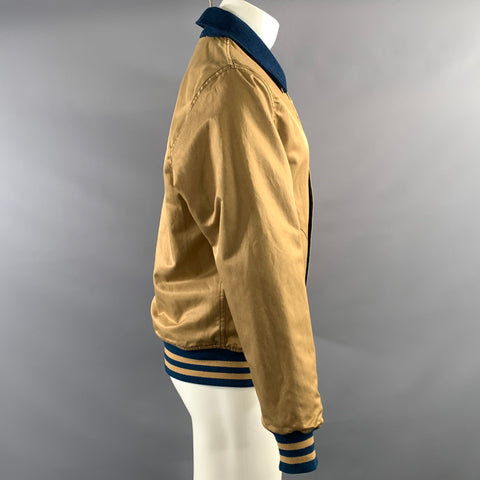 SCHOTT Size S Blue Khaki 9504 Corduroy Cotton & Chinlon Reversible Jacket