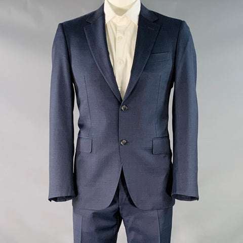 CANALI Size 42 Blue Grey Stripe Wool Single Breasted Notch Lapel Suit