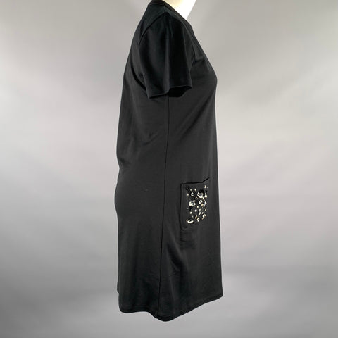 LOUIS VUITTON Size M Black Cotton Knee-Length Dress