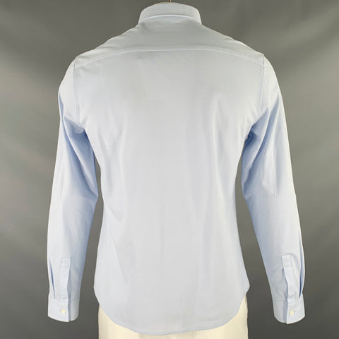 THEORY Size L Light Blue Knit Cotton Blend Button Down Long Sleeve Shirt