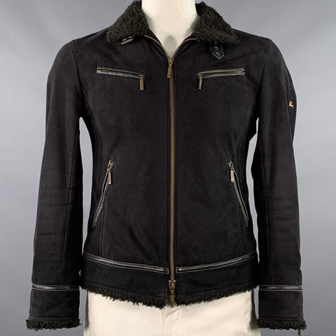 BURBERRY BLACK LABEL Size M Black Faux Suede Zip Pockets Jacket
