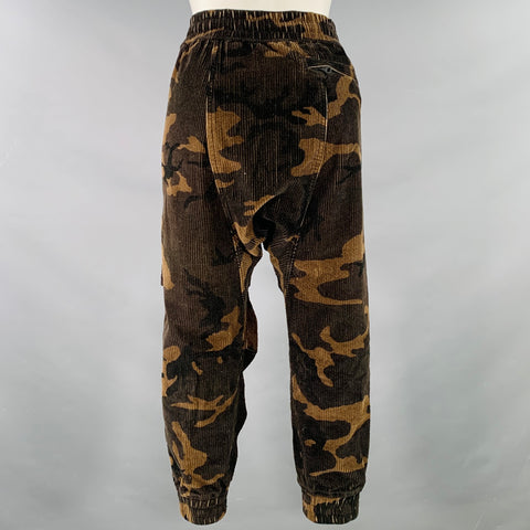R13 Size XS Brown Taupe Cotton Camouflage Elastic Waistband Casual Pants
