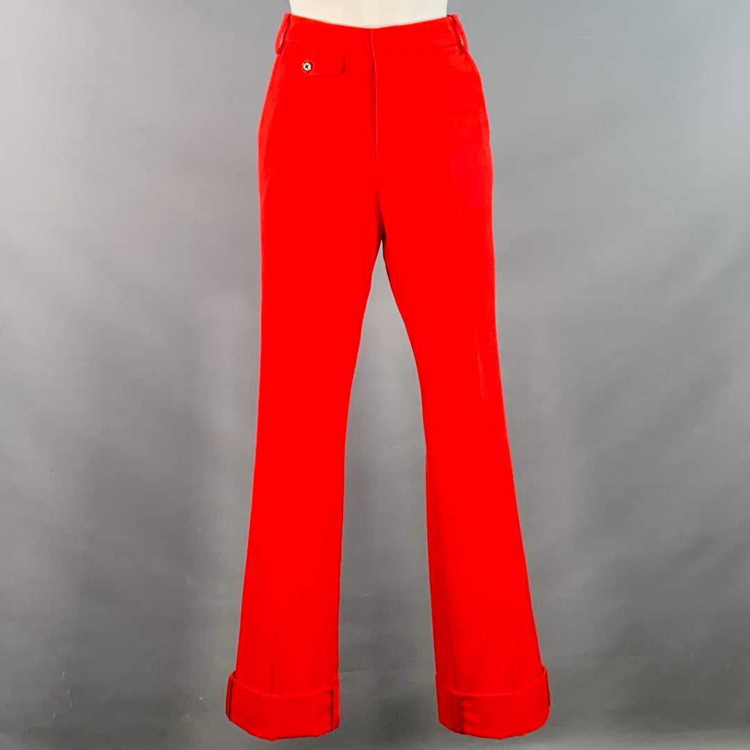 ZADIG & VOLTAIRE Size S Poetia Red Polyester Virgin Wool Twill Cuffed Dress Pants