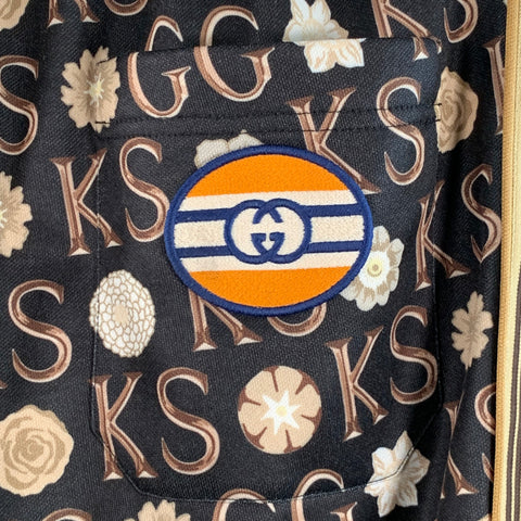 GUCCI x GEORGE KENNETH SCOTT Size S Black Beige Monogram Joggers Casual Pants