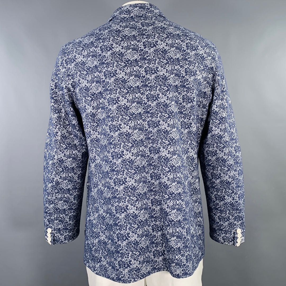 ENGINEERED GARMENTS Size XL Blue White Floral Textured Jacket