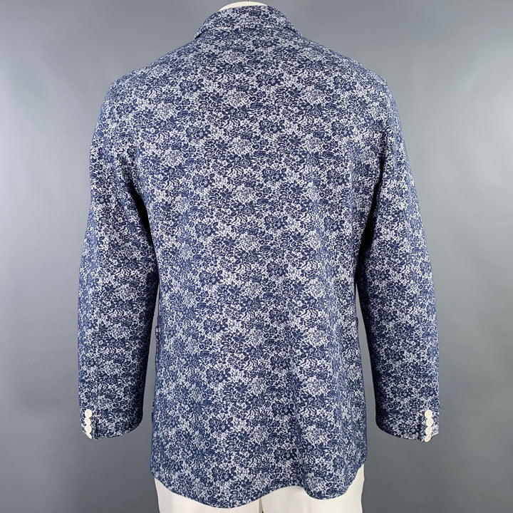 ENGINEERED GARMENTS Size XL Blue White Floral Textured Jacket