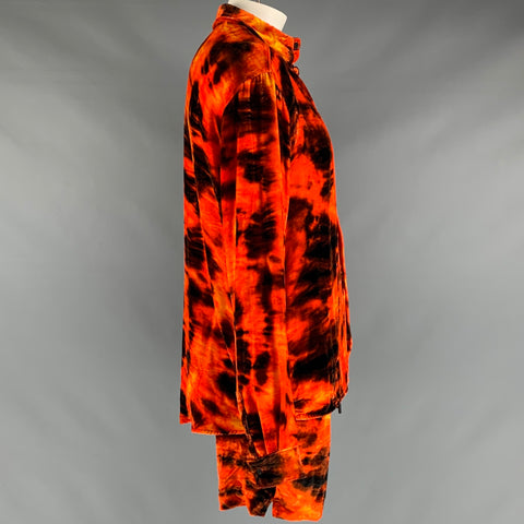 RtA Size L Orange Black Velvet Viscose Silk Shorts Set