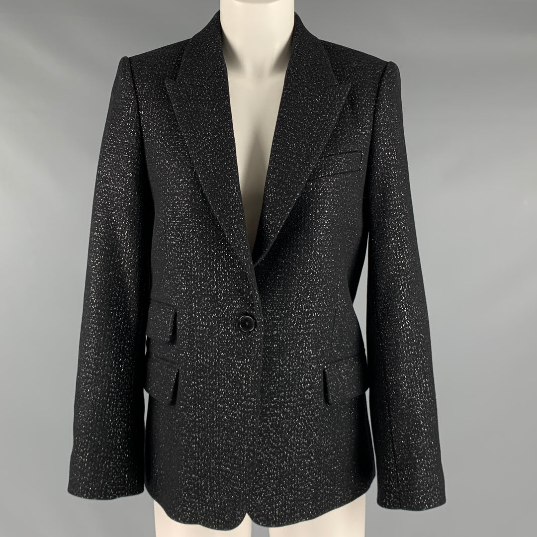 ZADIG & VOLTAIRE Size 0 Black Silver Wool Blend Blazer