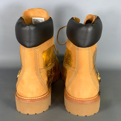 JIMMY CHOO Size 10 Tan Gold Metallic Leather Lace Up Boots