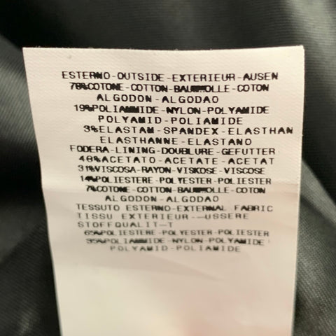 JUST CAVALLI Size 46 Black Cotton Blend Single Breasted Tuxedo