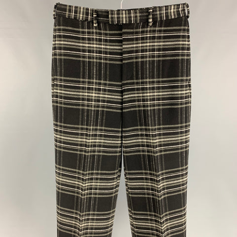 PS by PAUL SMITH Taille 32 Pantalon habillé en mélange de polyester à carreaux noir et gris avec braguette zippée
