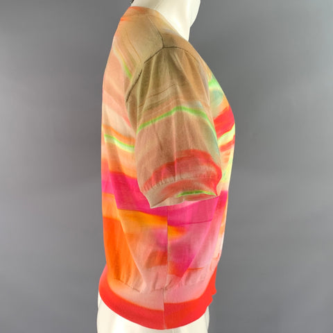 DRIES VAN NOTEN Size S Orange Neon Cotton Blend Tie Dye Pullover