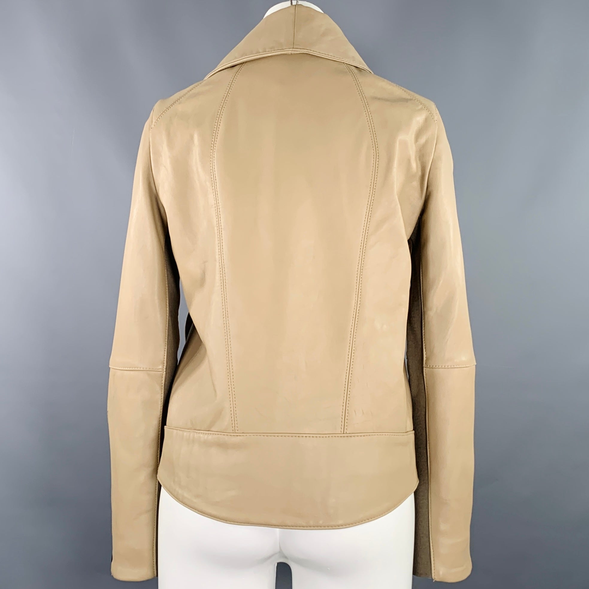 HELMUT LANG ベージュ レザージャケット P HELMUT LANG Size S Beige Leather Lambskin Motorcycle Jacket – Sui