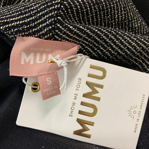 SHOW ME YOUR MUMU Size S Black Silver Nylon Metallic Stripe Cardigan