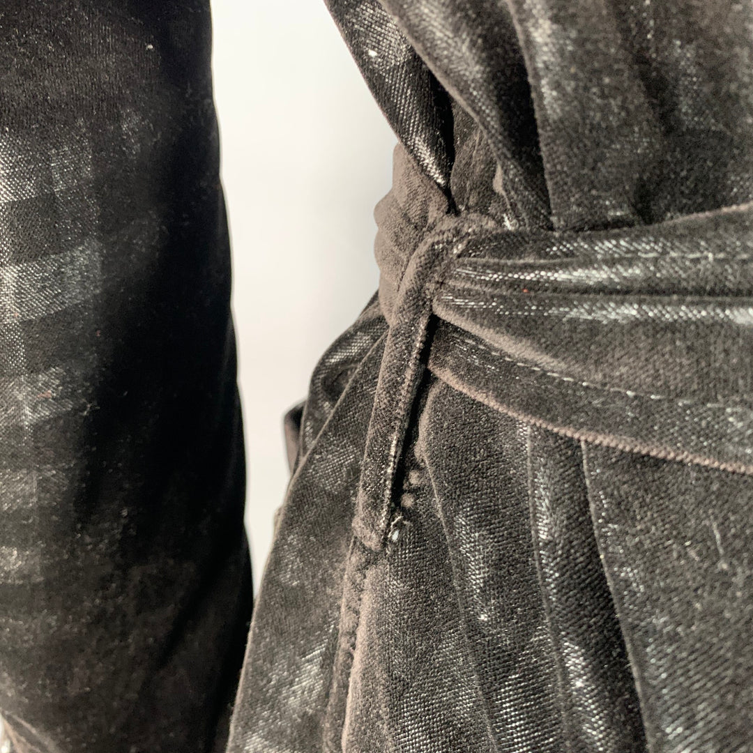 COMME des GARCONS HOMME PLUS Size S Black Black Checkered Polyester Shawl Lapel Robe