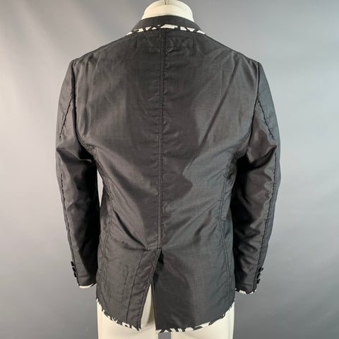 JUNYA WATANABE Chest Size S Grey Black & White Silk Blend Sport Coat