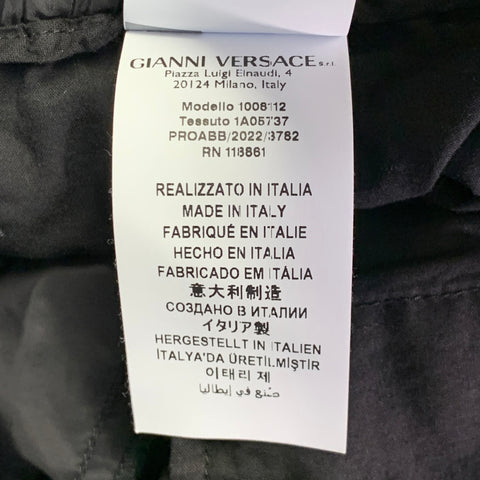 VERSACE Size 36 Black Blue Gold Vertical Stripe Nylon Sweatpants Casual Pants