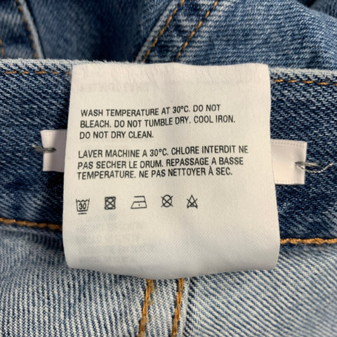 HELMUT LANG Size 34 Blue Twill Cotton Straight Distressed Jeans
