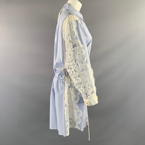 SACAI SS2017 Size M Blue White Cotton Blend Dress