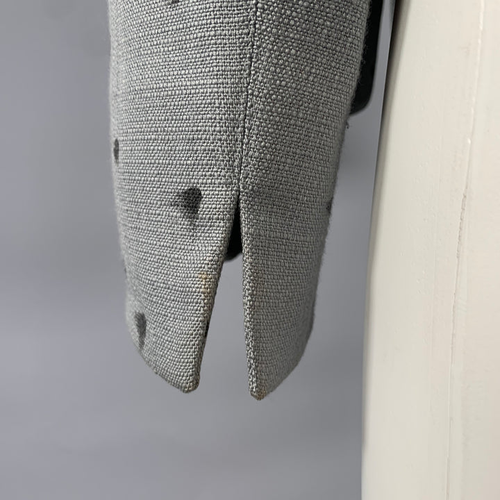 AKRIS Size 12 Grey Black Viscose Wool Spotted Cropped Blazer
