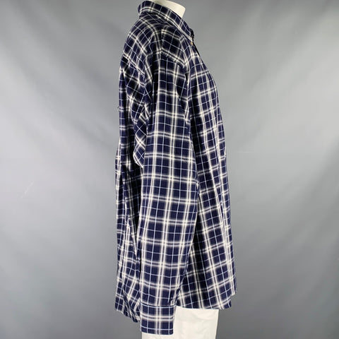 BURBERRY LONDON Size XXXL Purple White & Grey Plaid Cotton Long Sleeve Shirt
