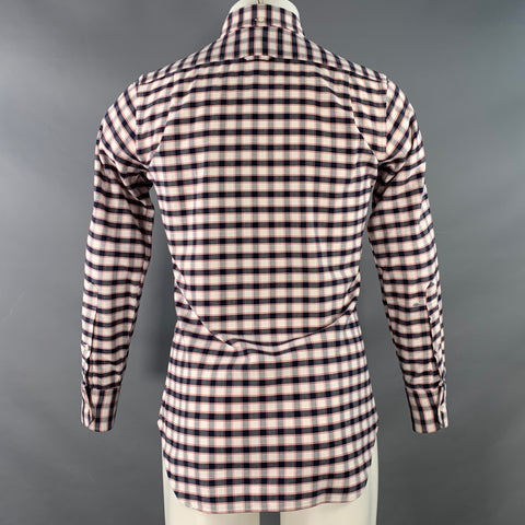 THOM BROWNE Size S White Black Red Oxford Checkered Cotton Long Sleeve Shirt