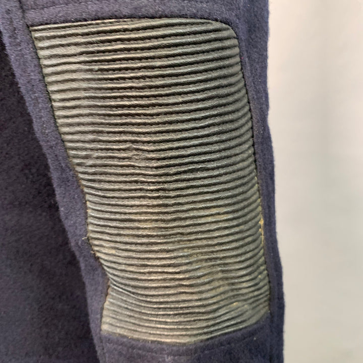VERSACE Size 46 Navy Black Virgin Wool Blend Epaulets Jacket