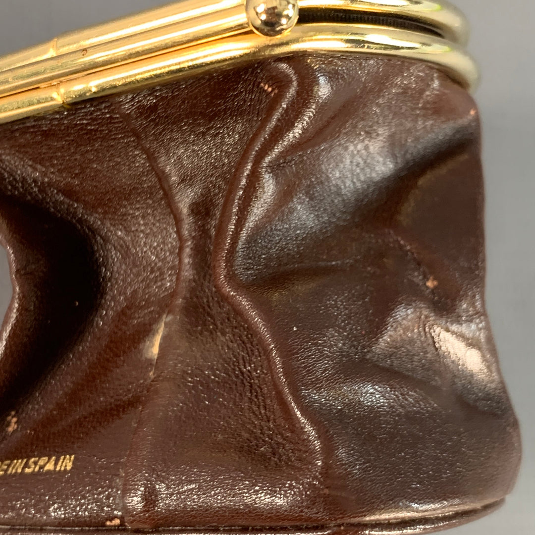 GIVENCHY Vintage Brown Gold Logo Leather Coin Purse