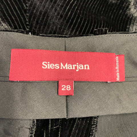 SIES MARJAN Size S Black Velvet Silk Cotton Button Up Shirt Pants Set