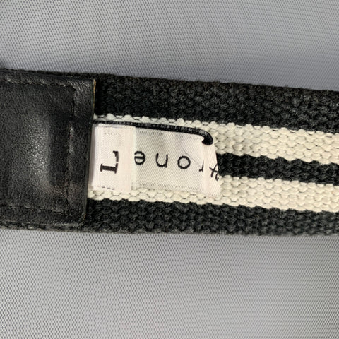 PARKE & RONEN Size 40 Black White Stripe Belt