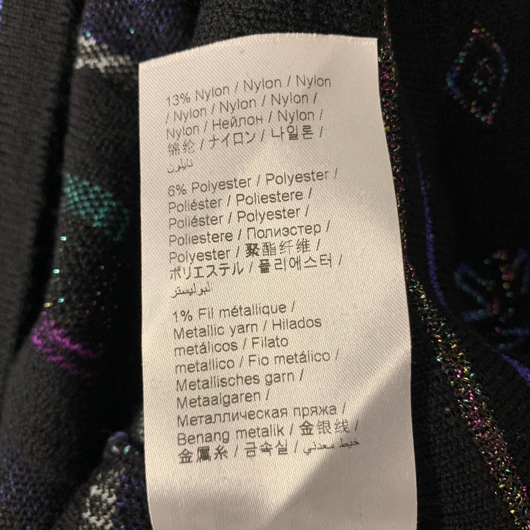 KENZO Size S Black Metallic Wool Blend Logo Cropped Hoodie