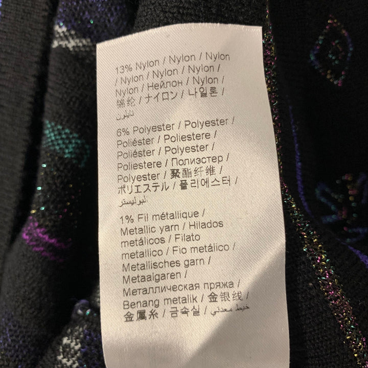 KENZO Size S Black Metallic Wool Blend Logo Cropped Hoodie