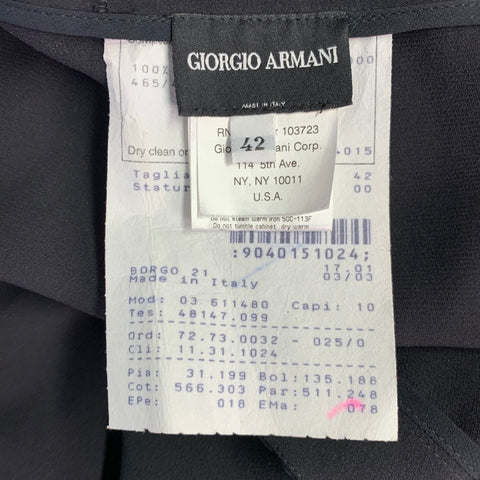 GIORGIO ARMANI Size 6 Black Silk Wide Leg Dress Pants