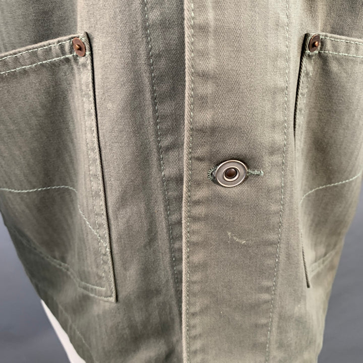 THE STRONGHOLD Size M Green Sage Herringbone Cotton Worker Jacket