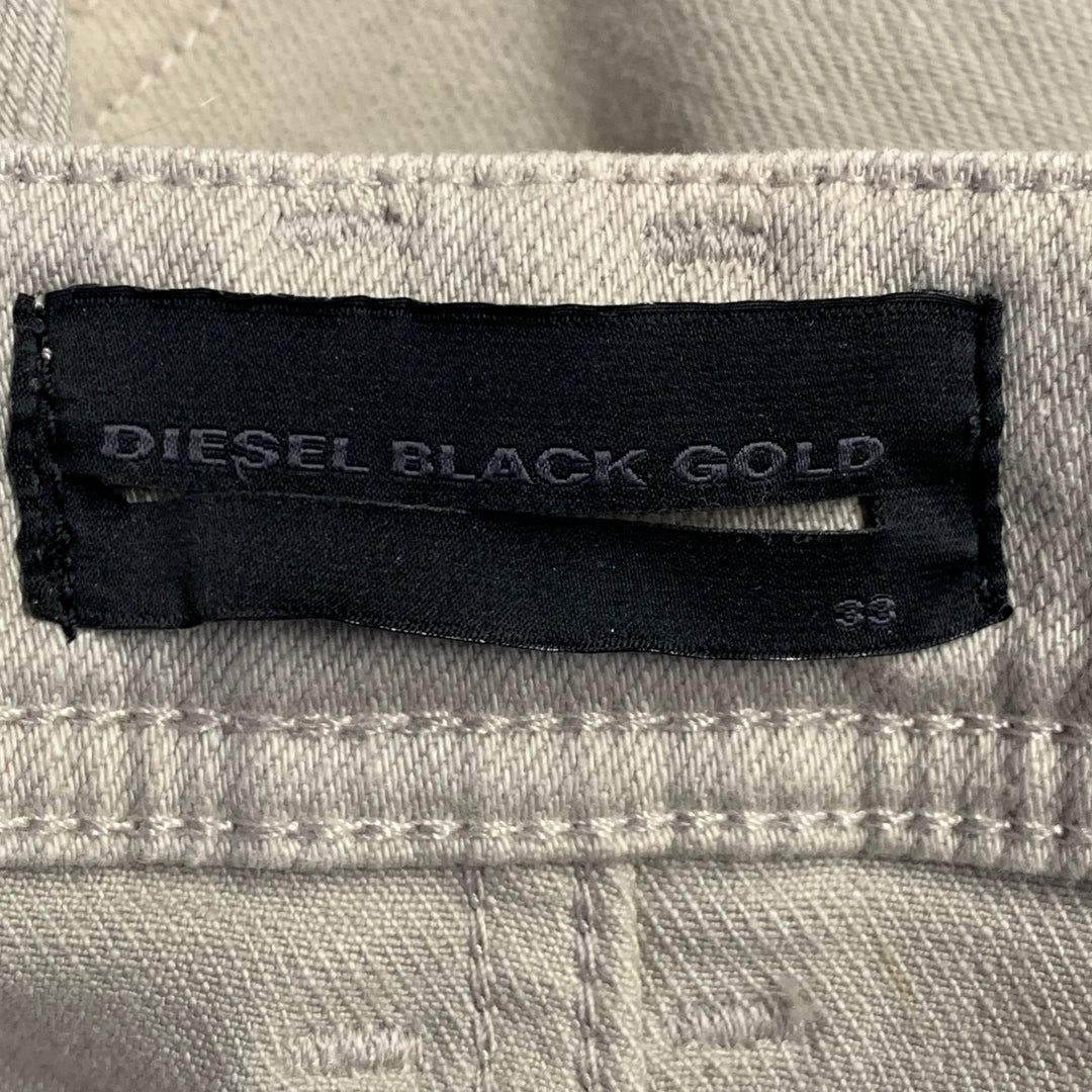 DIESEL BLACK GOLD Size 33 Grey Distressed Cotton Blend Stacked Jeans