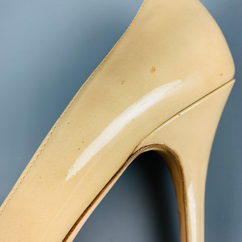 JIMMY CHOO Size 12 Beige Patent Leather Platform Pumps