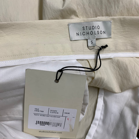 STUDIO NICHOLSON Size S Cream Cotton Blend Pleated Dress Pants