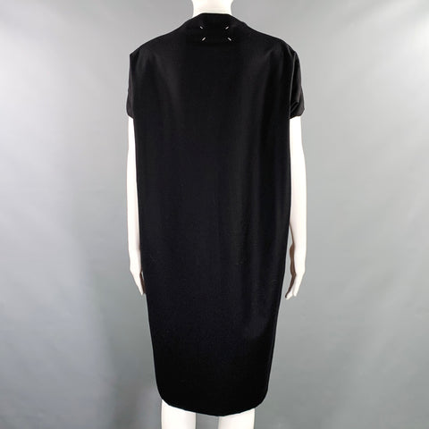 MARTIN MARGIELA Size 4 Black Wool V-Neck Dress