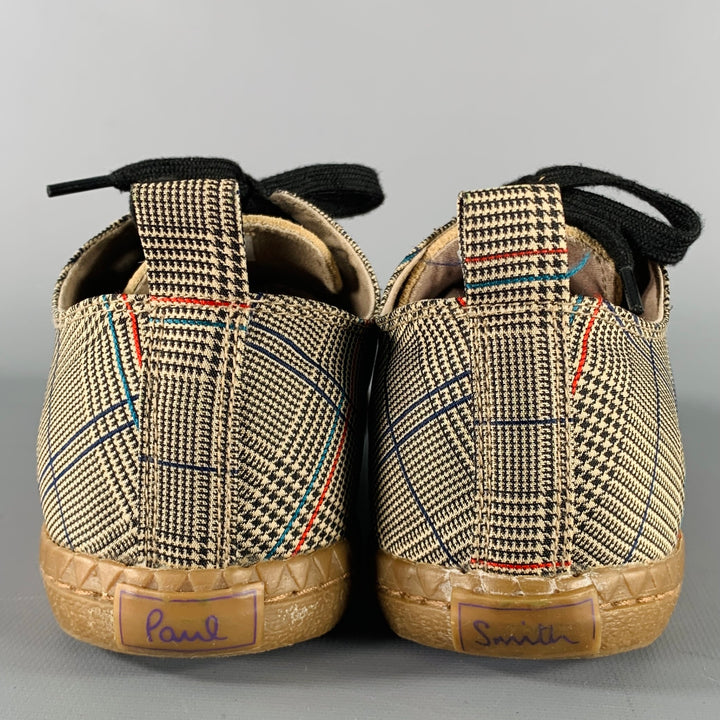 PAUL SMITH JEANS Size 7 -Musa- Tan Black Window Pane Canvas Low Top Sneakers