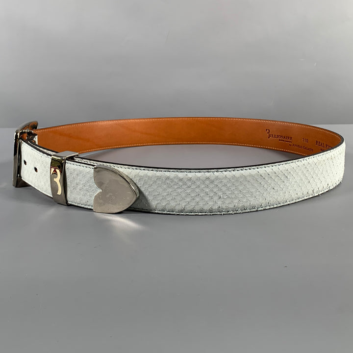 BILLIONAIRE COUTURE Size 40 Off White Textured Phython Skin Leather Belt