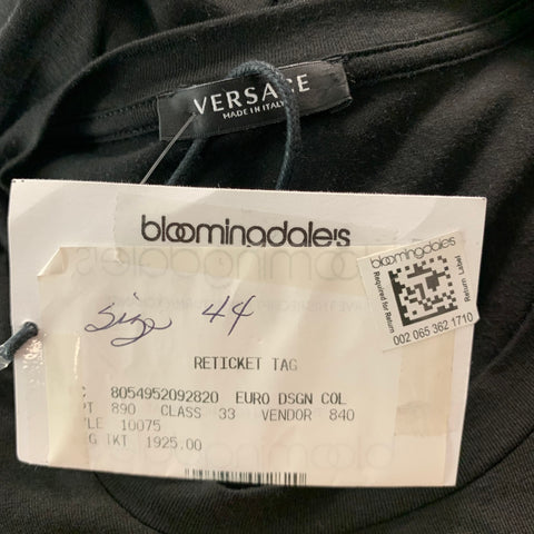 VERSACE Size 8 Black Multi-Color Viscose Elastane Long Sleeve Casual Top