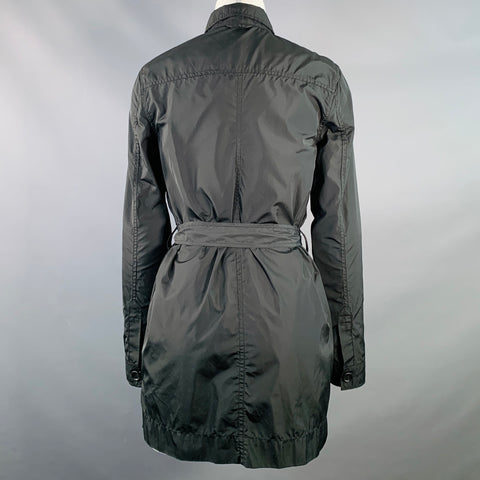 JAMES PERSE Size S Black Polyester Hidden Buttons Belted Jacket