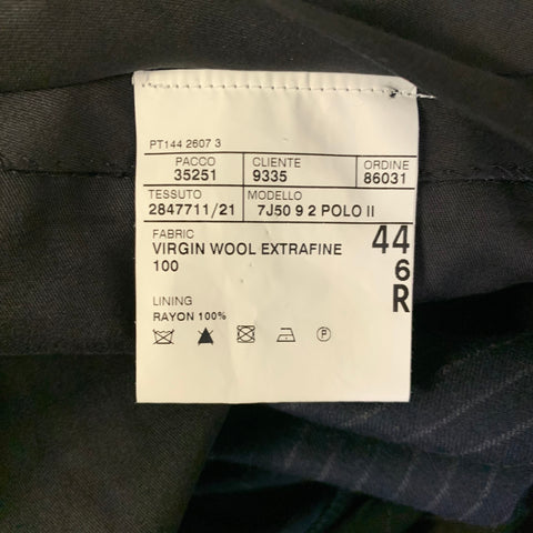 POLO Chest Size 44 Navy Light Grey Pinstripe Wool Notch Lapel 38 30 Suit