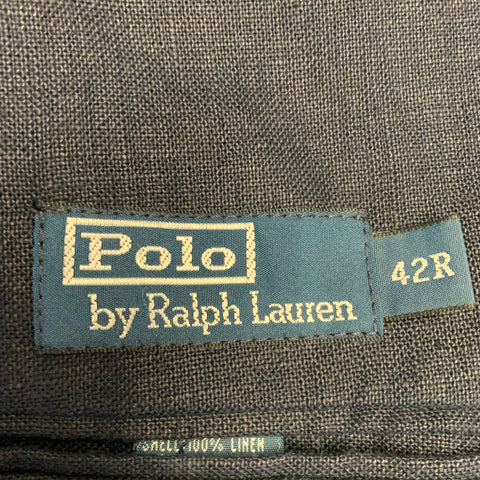 POLO by RALPH LAUREN Size 42 Regular Navy Woven Linen Sport Coat