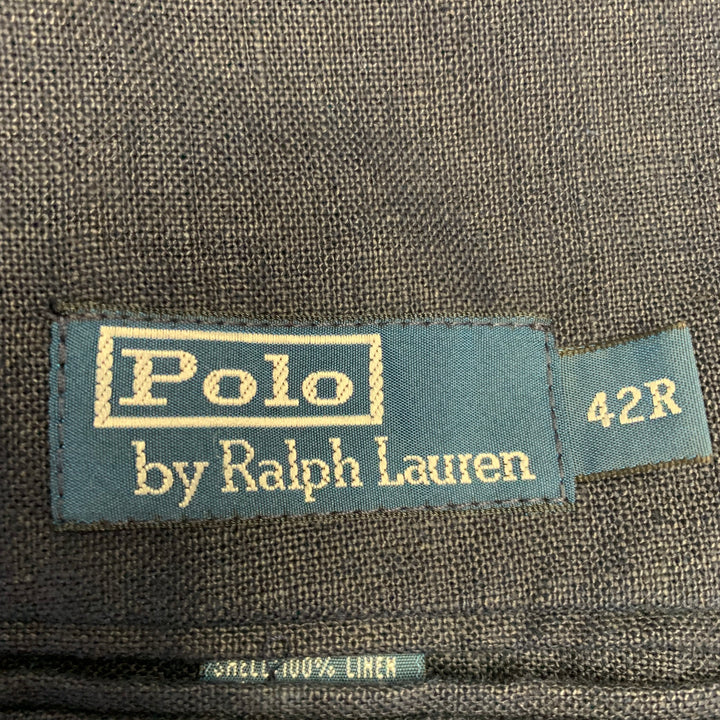 POLO by RALPH LAUREN Size 42 Regular Navy Woven Linen Sport Coat