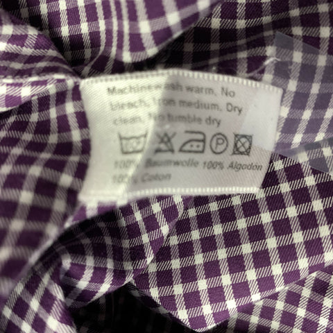 ETON Size 40 Purple White Gingham Cotton Button Up Long Sleeve Shirt